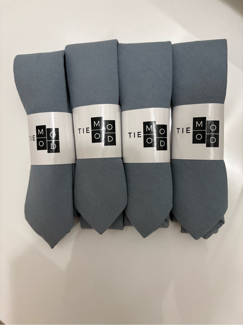 Tie Mood Solid Slate Blue/Gray Neckties - Set of 4